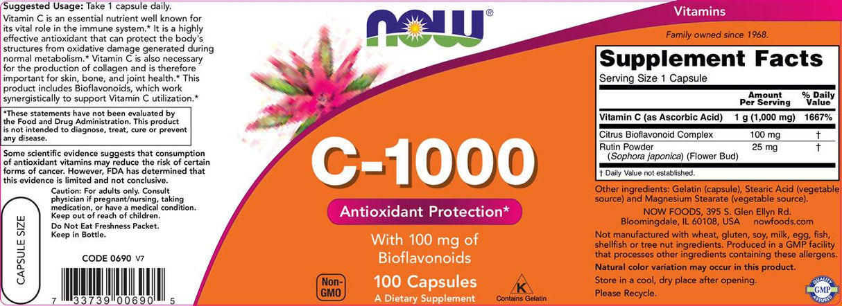 Βιταμίνη C-1000/με βιοφλαβονοειδή - 100 κάψουλες