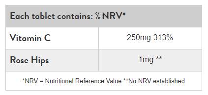 Βιταμίνη C 250 mg | με τριαντάφυλλα - 100 δισκία