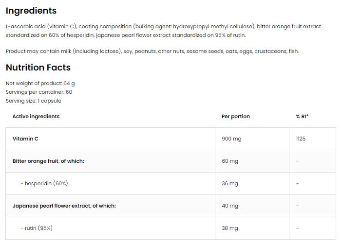 Βιταμίνη C + hesperidin + rutin 60 κάψουλες