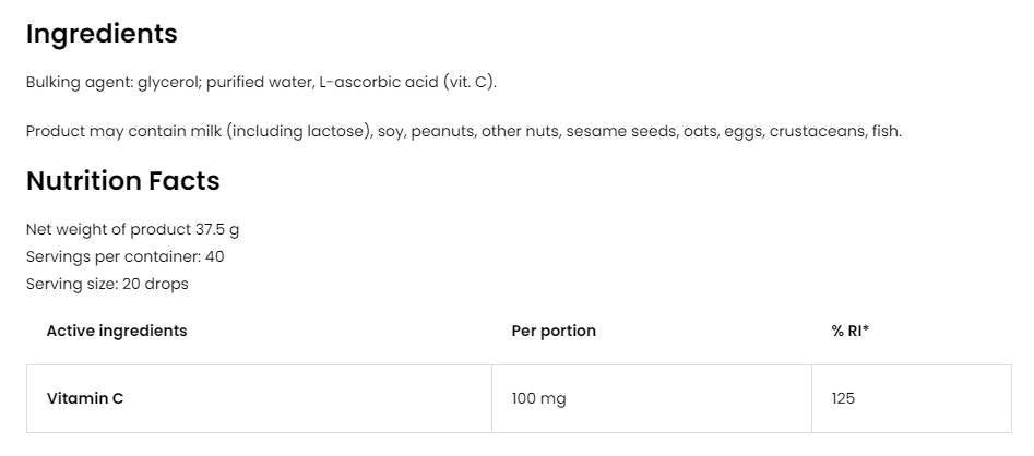 Βιταμίνη C/Υγρές Σταγόνες 30 ml
