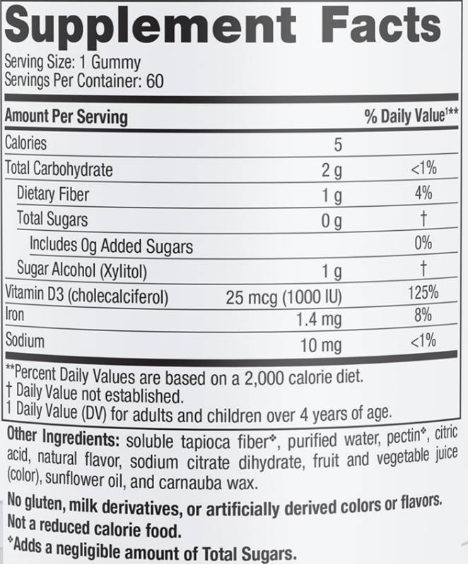 Βιταμίνη D3 Zero Sugar 1000 IU - 60 Gummies