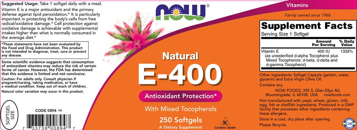 Vitamin E-400 IU MT - 250 κάψουλες gel