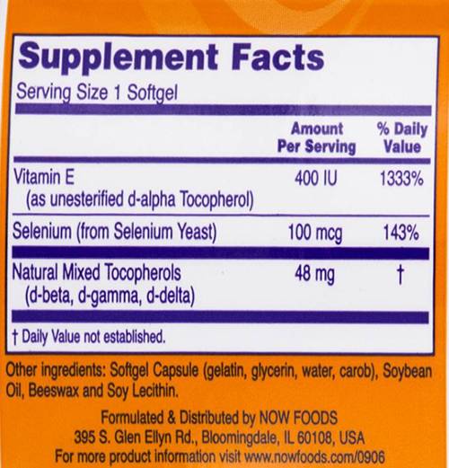 Vitamin E-400 + Selenium - 100 κάψουλες Gel