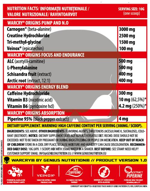 Warcry Origins/Pre -Workout - 300 γραμμάρια
