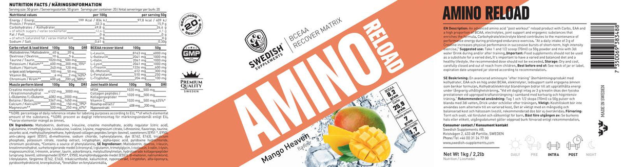 Amino reload | BCEAA Recover Matrix - 1000 γραμμάρια