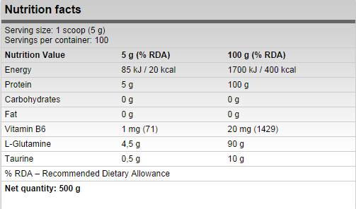 Xtreme Glutamine - 500 γραμμάρια