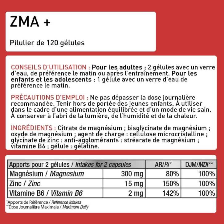 ZMA + | Ψευδάργυρος + μαγνήσιο + b6 - 120 κάψουλες