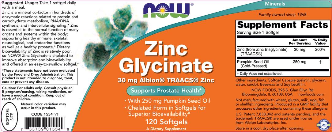 Glycinate ψευδάργυρο 30mg./120 softgels