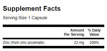Προτιμώμενο σώμα ψευδαργύρου Picolinate Form 22mg./60 καπάκια. - 0