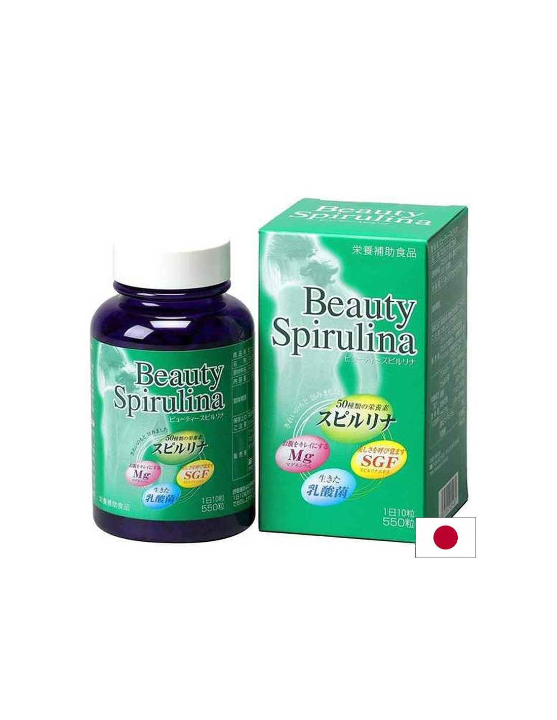 Ιαπωνικά βακτηρίδια και μαγνήσιο - ομορφιά Spirulina, 550 δισκία
