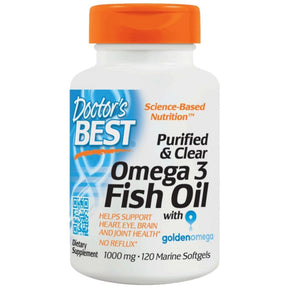 BEST Omega 3 Fish Oil 1000 mg / Purified & Clear - 120 Gel capsules - Nutra Best Europe