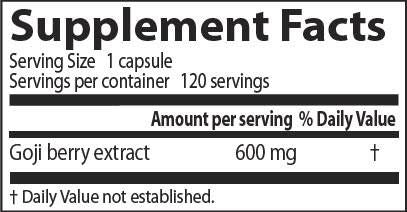 Καλύτερο εκχύλισμα Goji Berry 600 mg - 120 κάψουλες