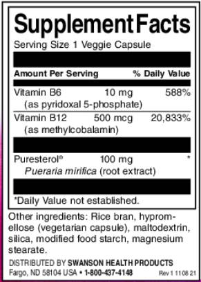 Pueraria Mirifica - Puresterol® | Με βιταμίνη Β6 & Β -12 - 60 κάψουλες