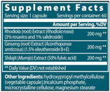 Ανατολικό Adaptogen | Rhodiola + ginseng + shilajit - 60 κάψουλες