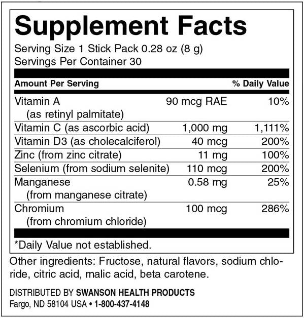 Βοήθεια ανοσίας με C Plus Vitamin D και ψευδάργυρο | Γεύση εσπεριδοειδών 30 πακέτα