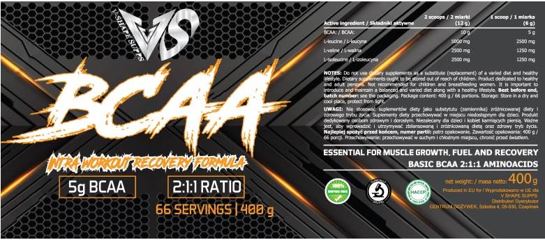 BCAA 2: 1: 1 | Intra Workout Recovery Formula - 400 γραμμάρια