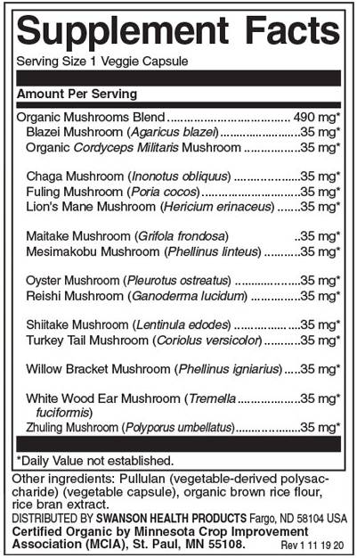 Πλήρες φάσμα 14 μανιταριών 490 mg - 60 κάψουλες