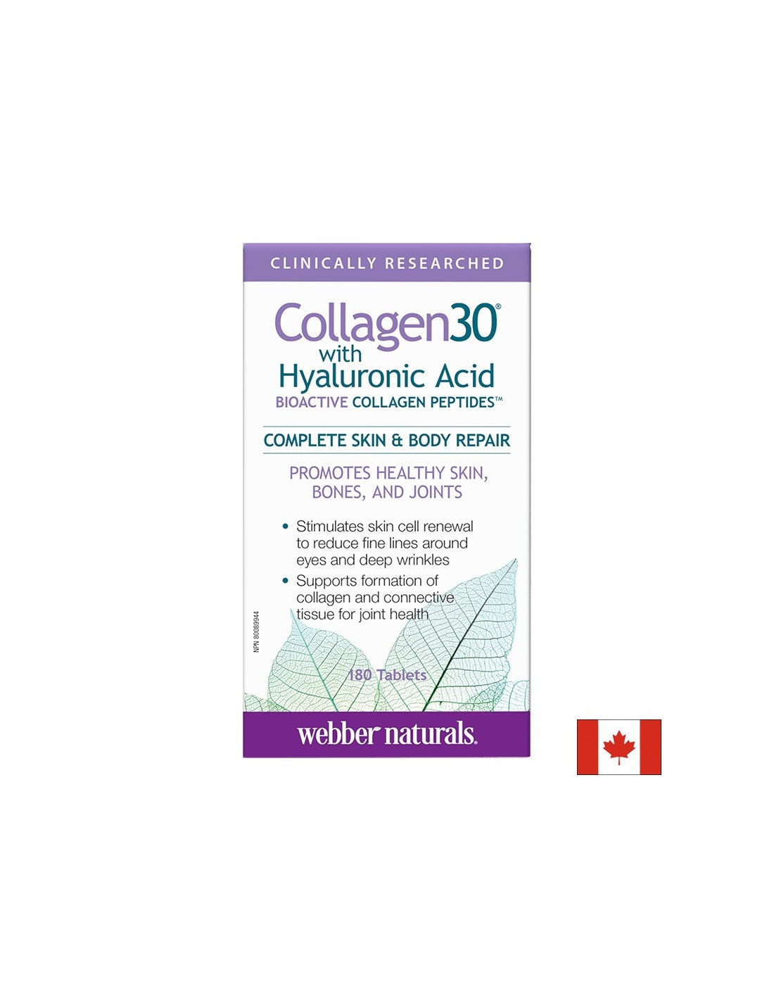 Collagen30® με Υαλουρονικό Οξύ/Κολλαγόνο (βιοενεργά πεπτίδια κολλαγόνου) με υαλουρονικό οξύ, 180 δισκία <tc>Webber Naturals</tc>