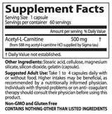 Καλύτερη ακετυλο-L-καρνιτίνη 500 mg-60 κάψουλες