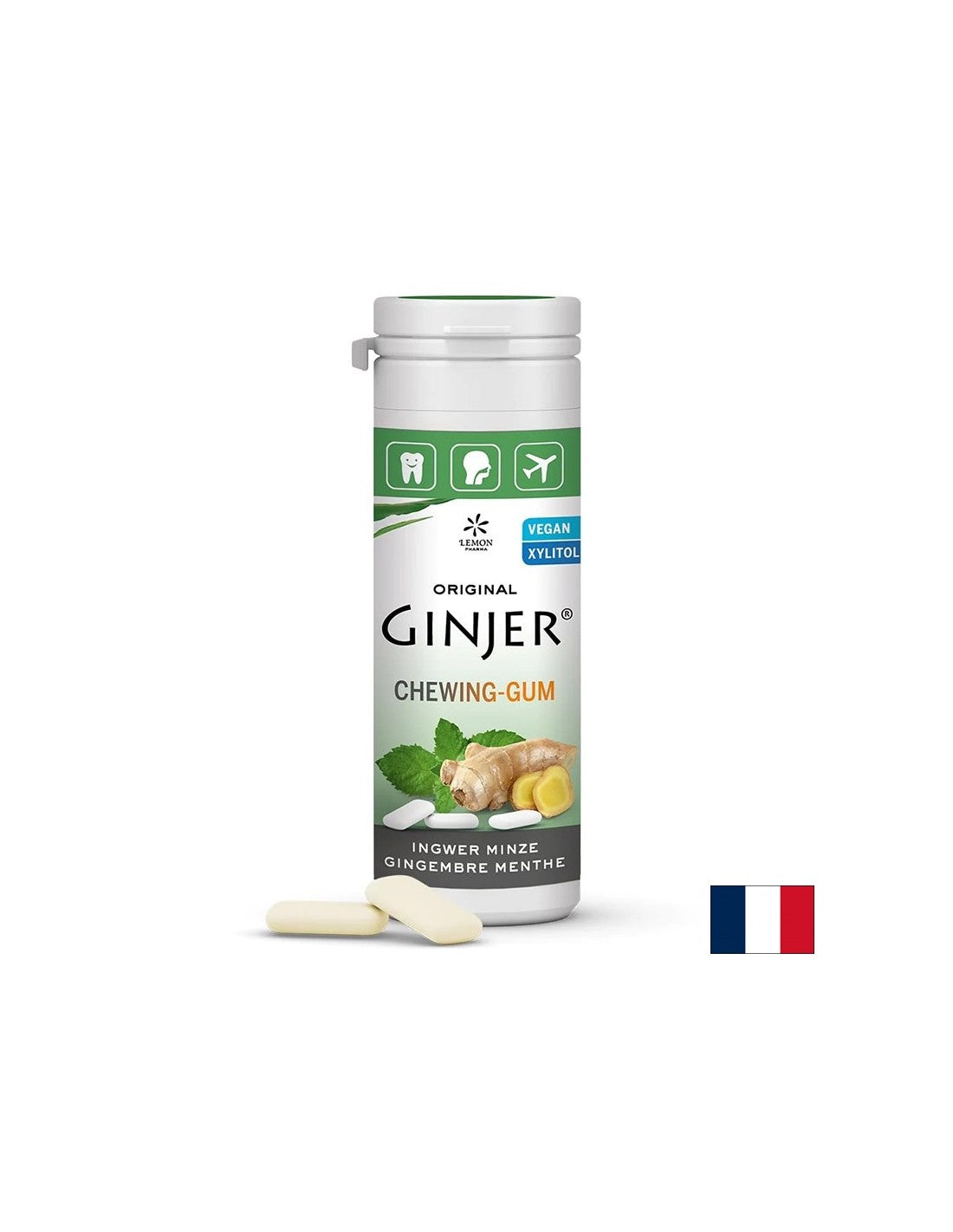 Τσίχλα τζίντζερ με μέντα, 30 γρ. (20 τεμάχια) <tc>Lemon Pharma</tc>