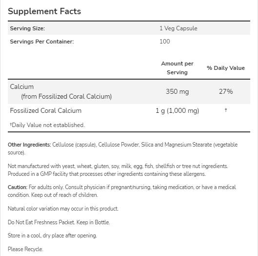 Κοράλαιο ασβέστιο 1000 mg - 250 κάψουλες