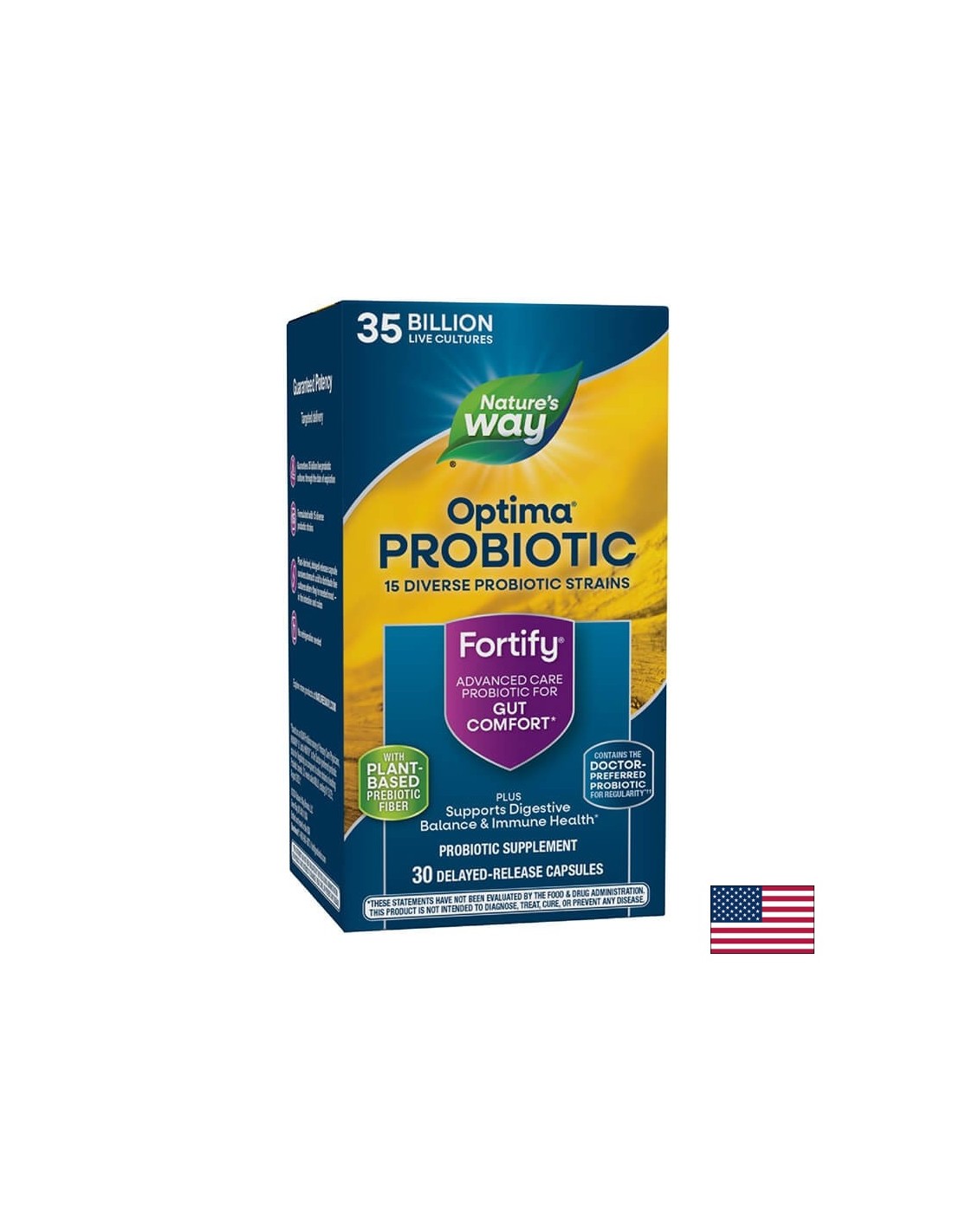 Fortify ™ Optima® Daily Probiotic + Prebiotic - Fortify Optima Probiotic, 35 δισεκατομμύρια ενεργά προβιοτικά, 30 κάψουλες φύσης