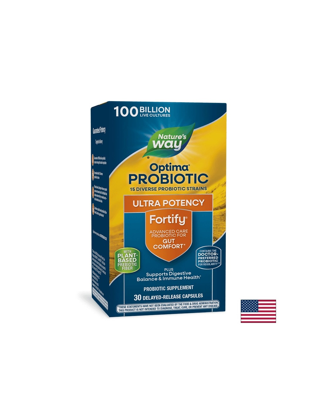 Fortify ™ Optima Advanced Care Probiotic - Fortify Optima Probiotic + Prebiotics, 100 δισεκατομμύρια ενεργά προβιοτικά, 30 κάψουλες της φύσης