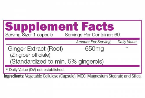Εκχύλισμα ρίζας τζίντζερ 650 mg - 60 κάψουλες
