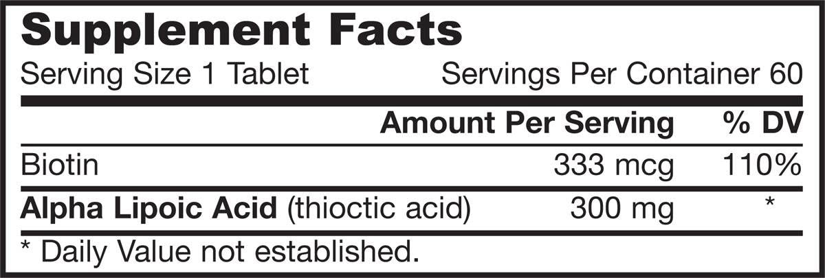 Τα δισκία Alpha Lipoic Sustain 300 mg - 60