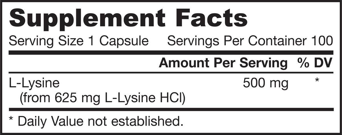 L -Lysine 500 mg - 100 κάψουλες