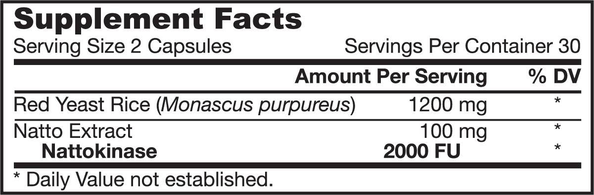 Κόκκινο ρύζι ζυμομύκητα + καψάκια Nattokinase 60