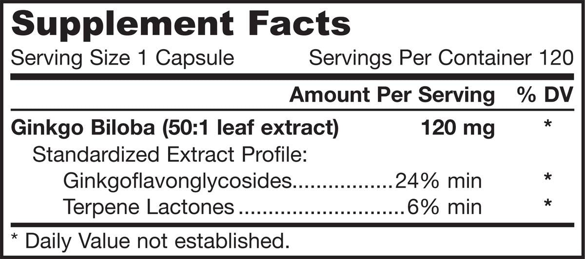 Ginkgo Biloba 120 mg 120 κάψουλες