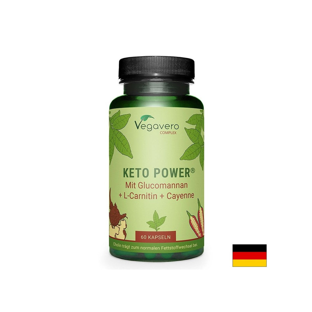 Keto Power® με πιπέρι Glucomannan, L-Carnitine και Cayenne, 60 κάψουλες