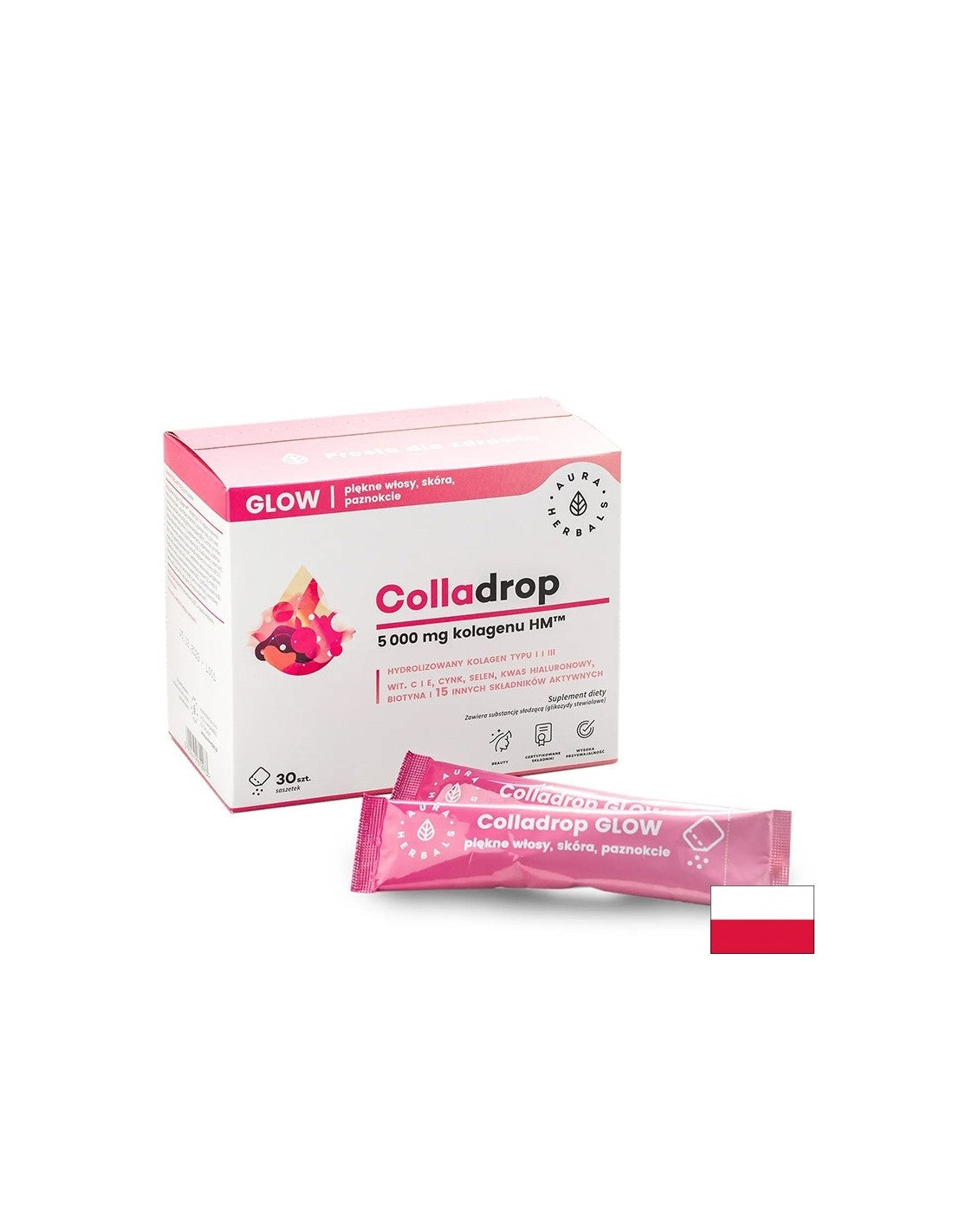 Collagen HM ™ για τα μαλλιά, το δέρμα και τα νύχια (με υαλουρονικό οξύ, βιταμίνες, μέταλλα και φυτικά εκχυλίσματα), 30 σακουλάκια
