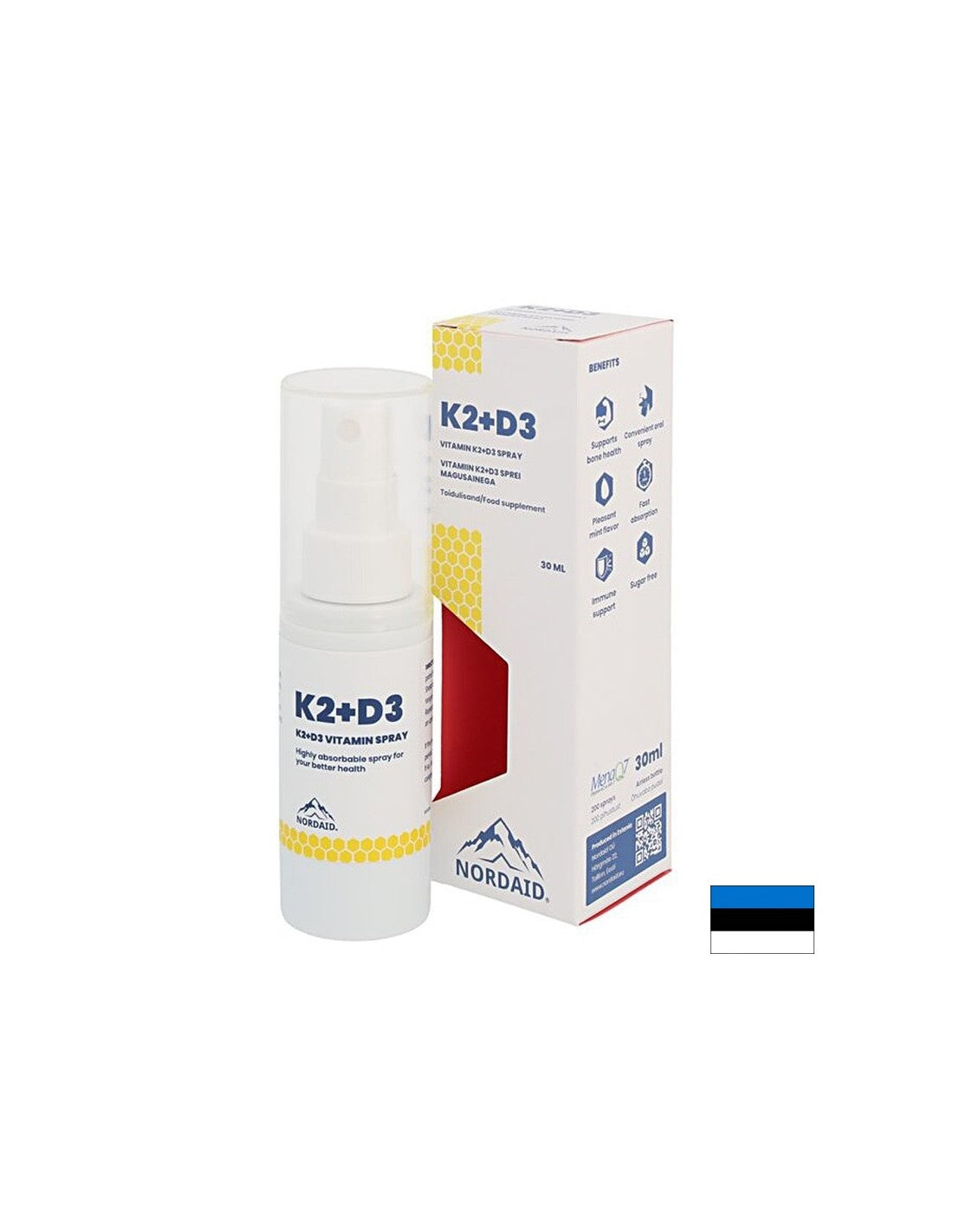 Βιταμίνες Κ2 (20 μg) + D3 (800 IU) - Υγεία καρδιάς και οστών, ισχυρή ανοσία, σπρέι στο στόμα, 30 ml, 200 σπρέι