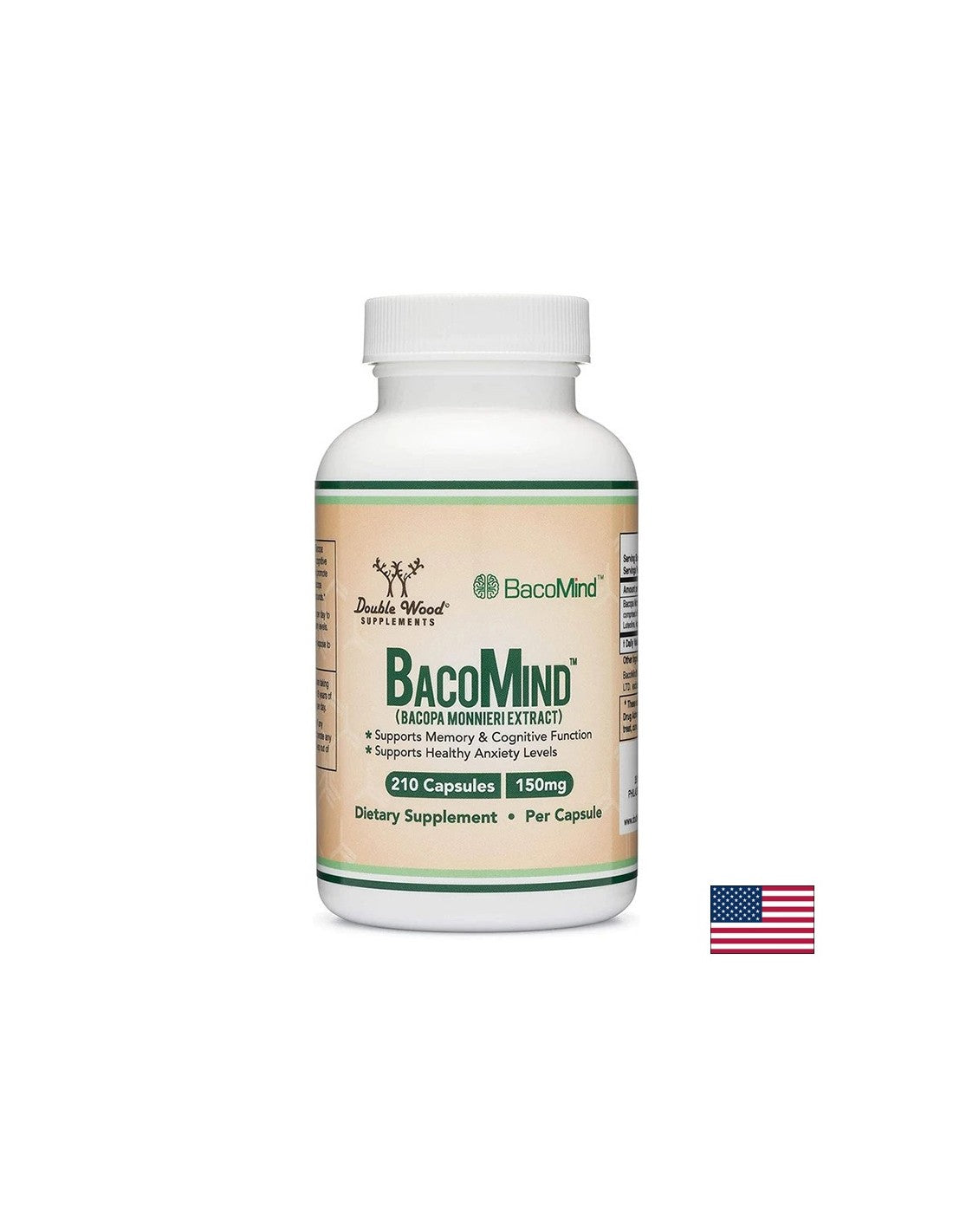 Λειτουργία εγκεφάλου - Bacopa Monieri BacoMind™, 210 κάψουλες <tc>Double Wood</tc>