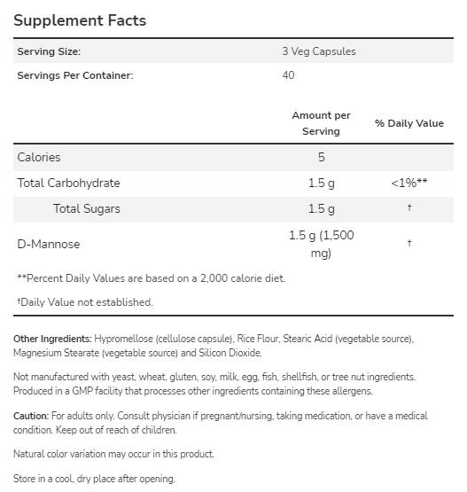 D -Mannose 500 mg - 240 κάψουλες