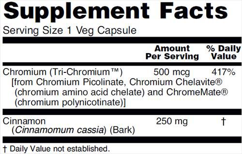 Τρι -Χρωμίου 500 mcg + κανέλα - 90 κάψουλες