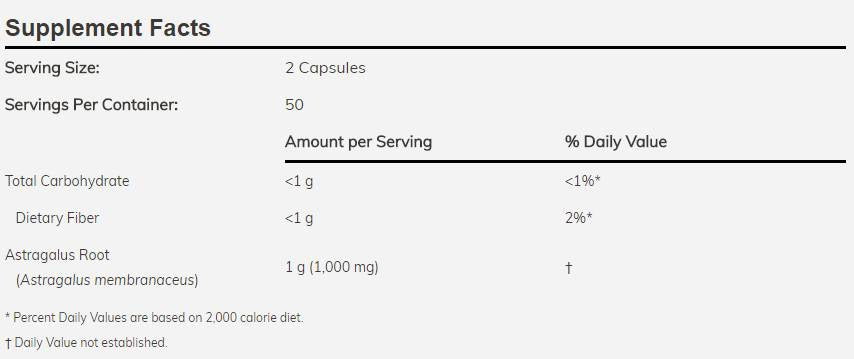 Astragalus 500 mg - 100 κάψουλες