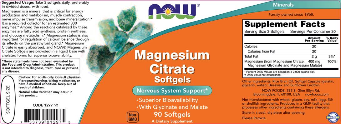 Softgels κιτρικού μαγνησίου - 180 softgels