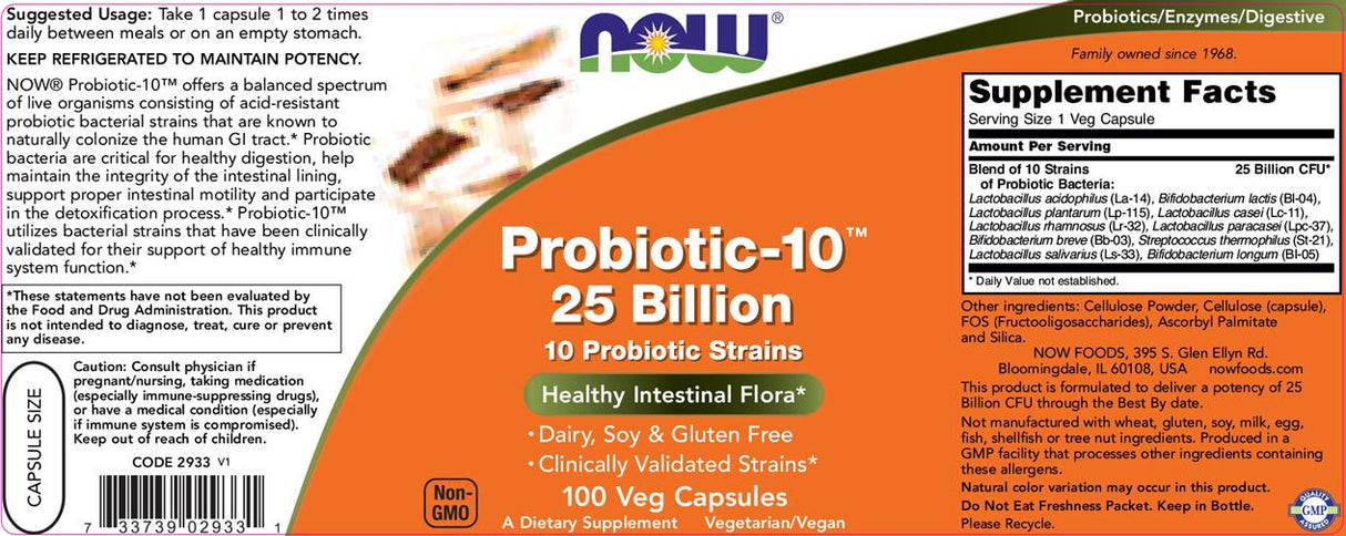 Probiotic -10 25 δισεκατομμύρια - 100 κάψουλες