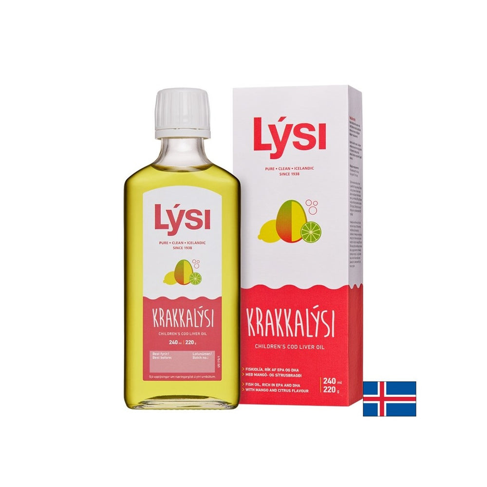 Omega-3 για παιδιά και ενήλικες 2390 mg (Ισλανδικό λάδι συκώτι γάδου), 240 ml, με γεύση μάνγκο και εσπεριδοειδών