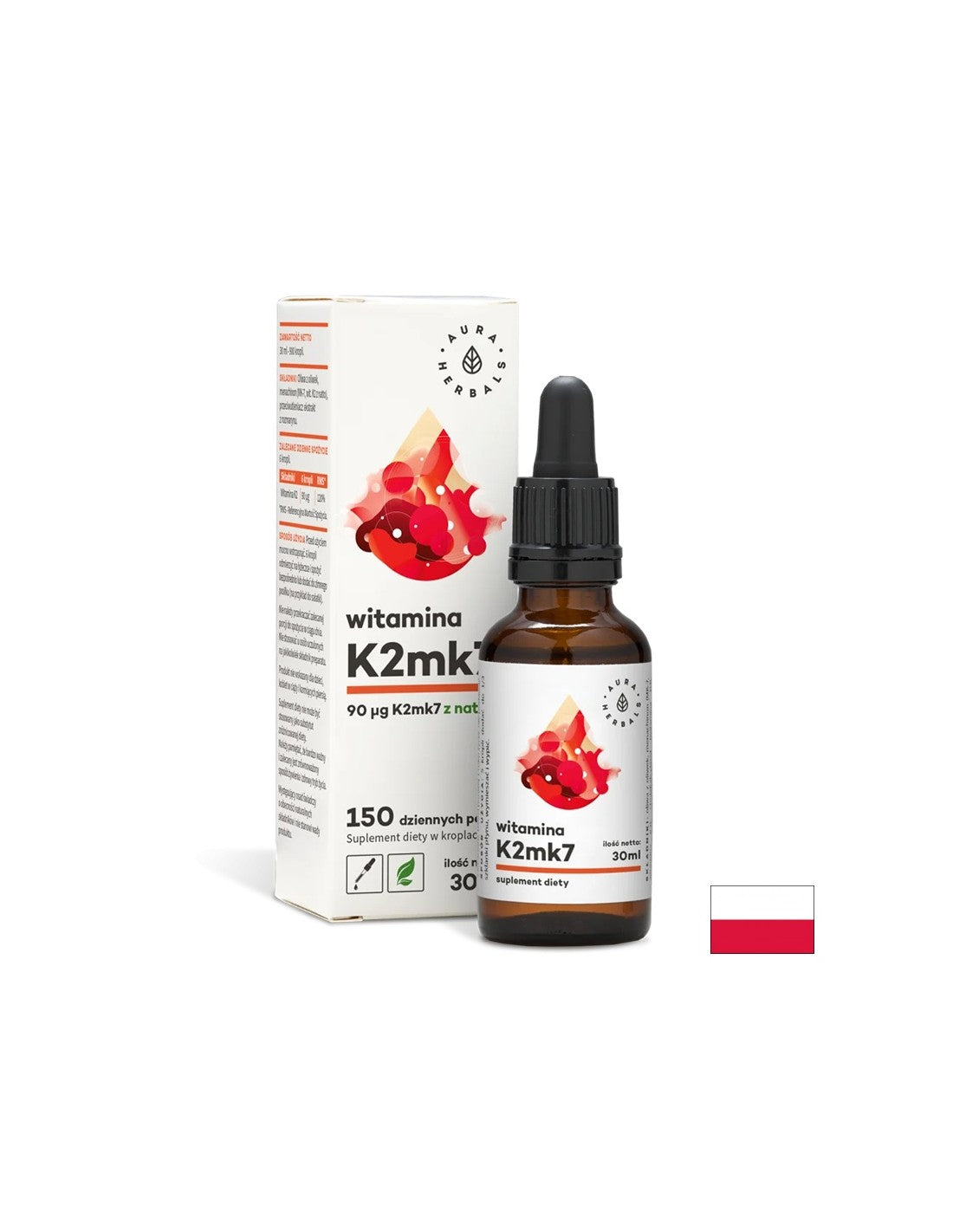 Βελτιώνει την οστική πυκνότητα - Βιταμίνη K2 (MK7), σταγόνες 30 ml <tc>Aura Herbals</tc>