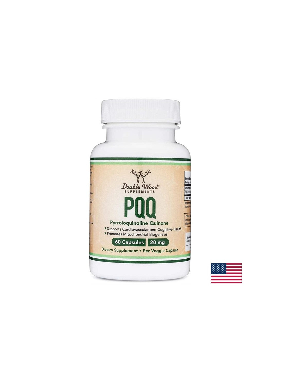 PQQ - Πυρρολινοκινολίνη 20 mg 60 κάψουλες <tc>Double Wood</tc>