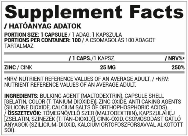 Καπάκια ψευδαργύρου | 25 mg οξείδιο ψευδαργύρου - 30 κάψουλες