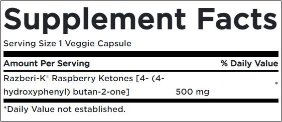 Razberi -K 500 mg/μέγιστη αντοχή κετονών βατόμουρου - 60 κάψουλες
