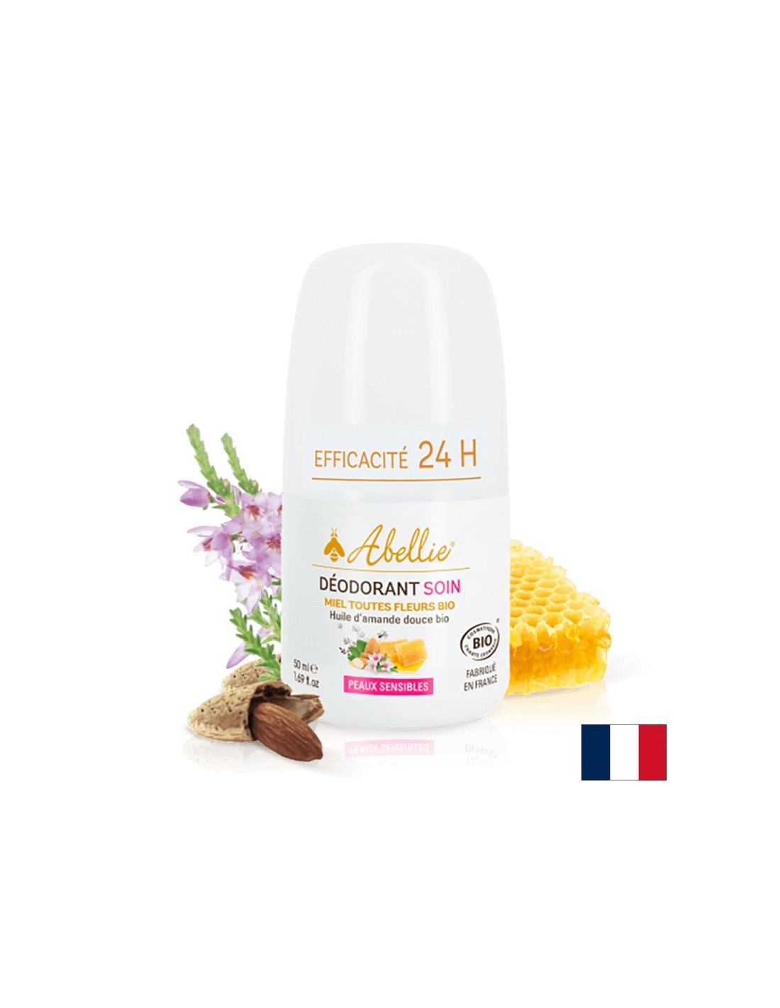 Roll-on Deodorant με βιολογικό έγχρωμο μέλι και γλυκό αμυγδαλέλαιο, 50 ml