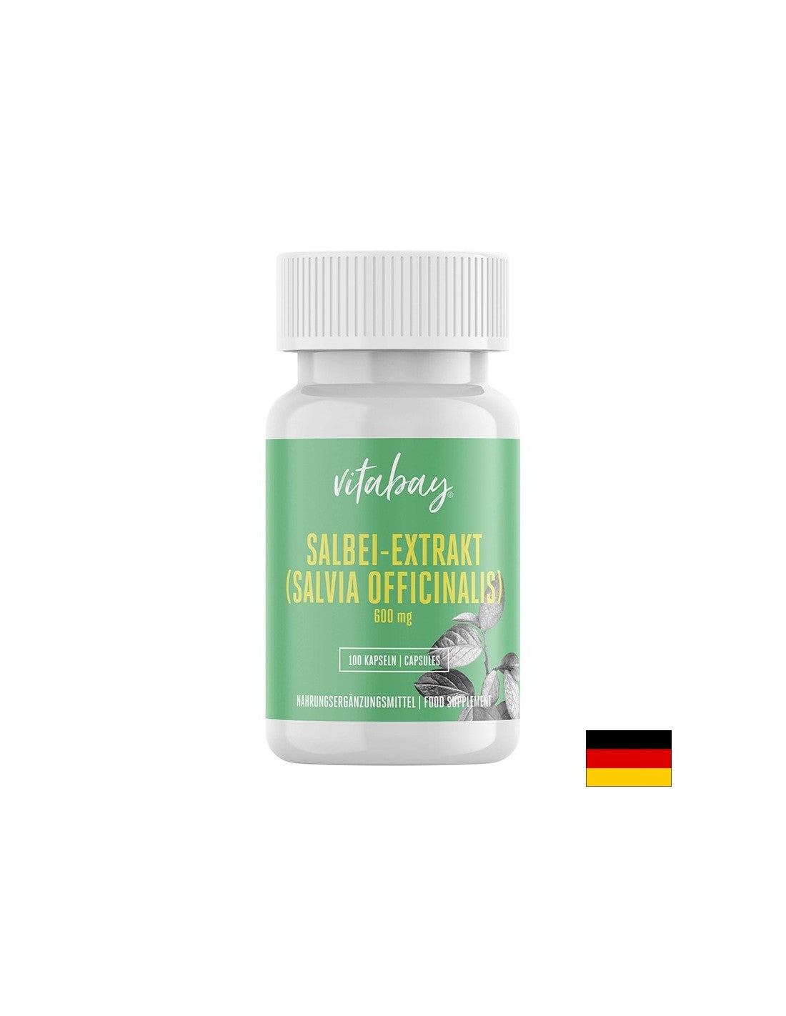 Salbei Extrakt, Sage Leaf - Εκχύλισμα Φασκόμηλου 600 mg, 100 κάψουλες <tc>Vitabay</tc>