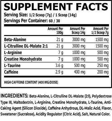 RDX Pre -Workout - 420 γραμμάρια
