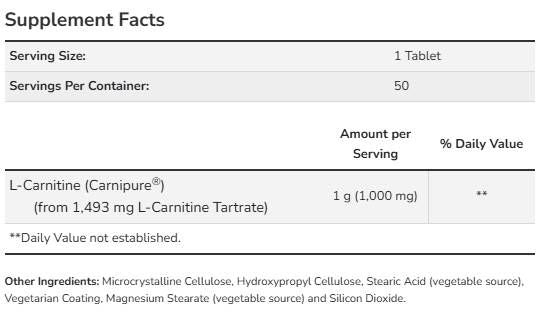 L-καρνιτίνη 1000 mg | Carnipure® - 100 δισκία
